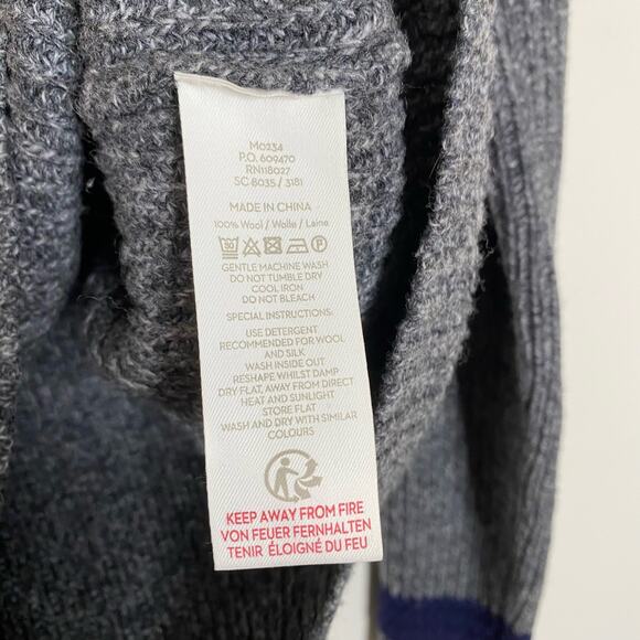 BODEN Men's Gray Navy Tarbert Half Zip Ribbed Knit Sweater Size Large - Picture 5 of 7